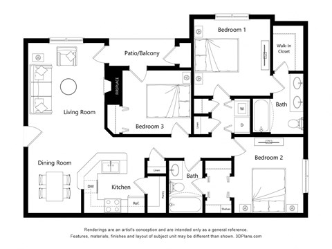 A black and white floor plan of a house with labeled rooms.